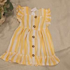 Yellow Striped Kids Dress
